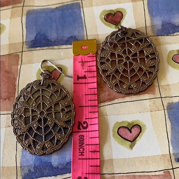 Earrings; Gold; Oval Medallions; Drop; Earrings - Picture 8 of 8